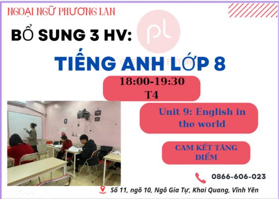 tiếng anh lớp 8 tại Vĩnh Yên