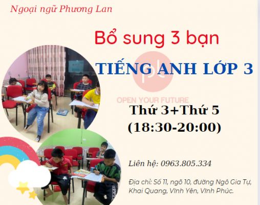 tiếng anh lớp 3 tại Vĩnh Phúc