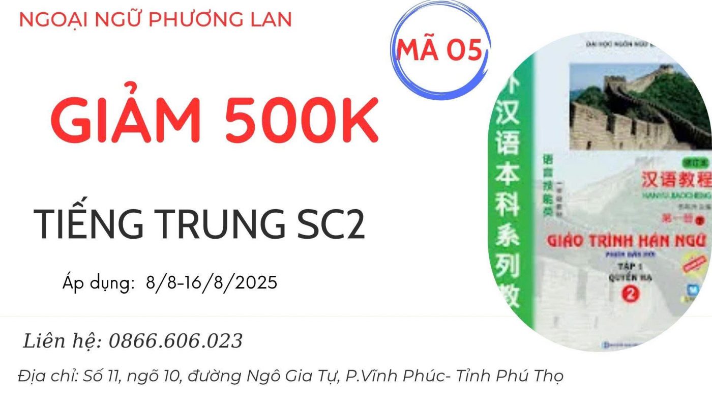 Học tiếng Trung tại Vĩnh Phúc: Thắp sáng tương lai bằng tri thức