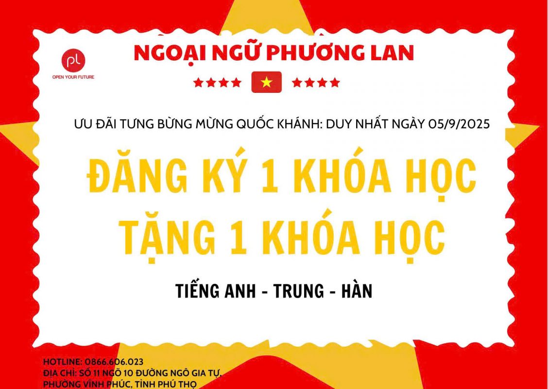 Trung tâm tiếng Anh Vĩnh Yên: Ưu đãi ngập tràn mừng khai giảng