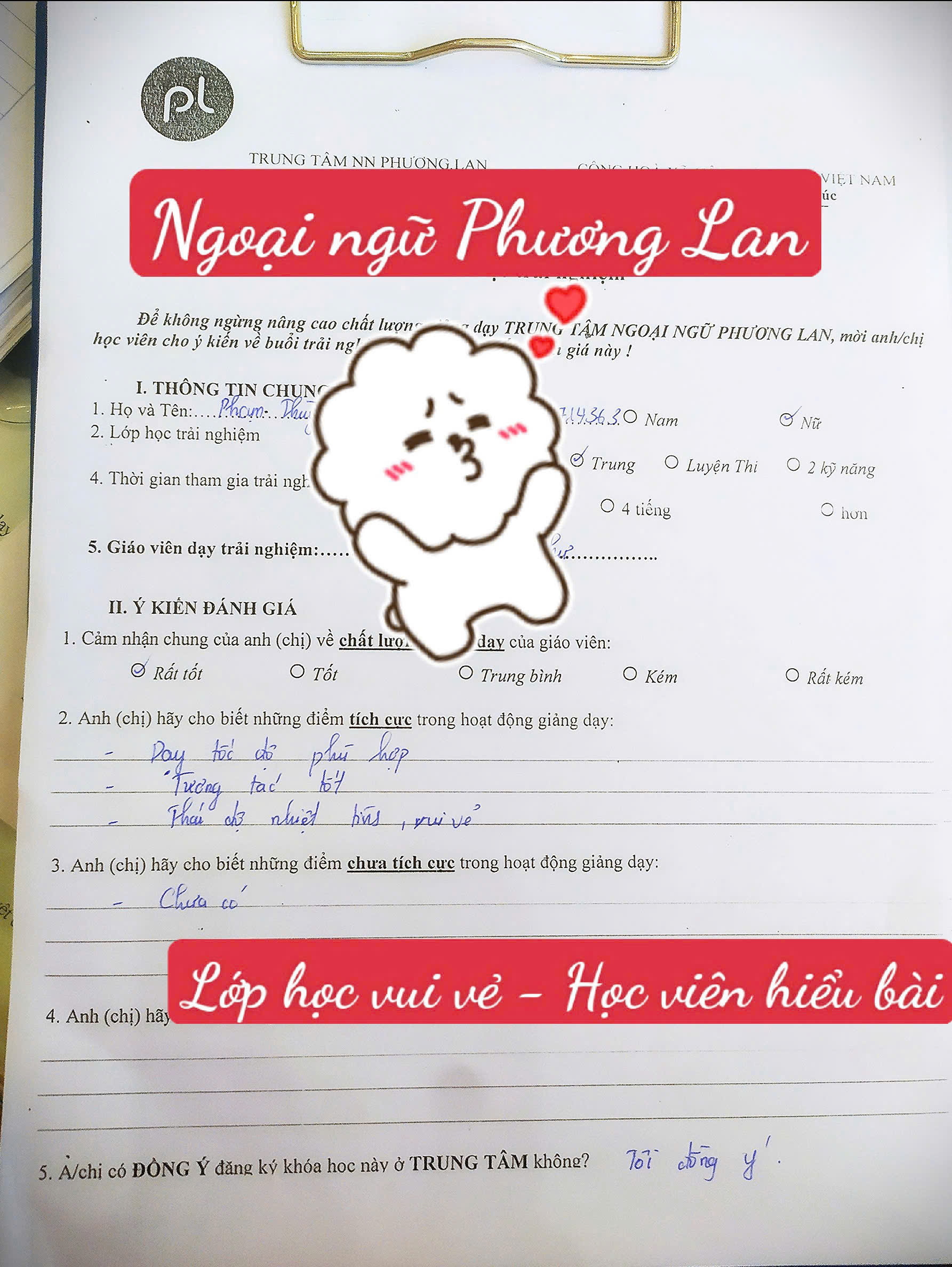 Học tiếng Anh tại Vĩnh Phúc: Lớp học vui vẻ - Học viên hiểu bài