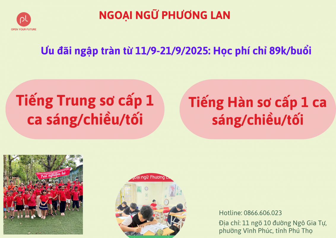 Học tiếng Trung tại Vĩnh Phúc: Ưu đãi học phí chỉ 89k/buổi
