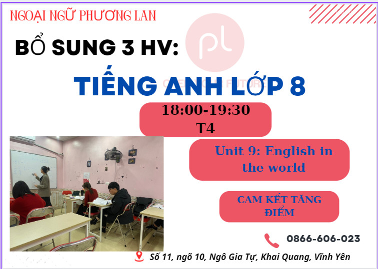 tiếng anh lớp 8 tại Vĩnh Yên