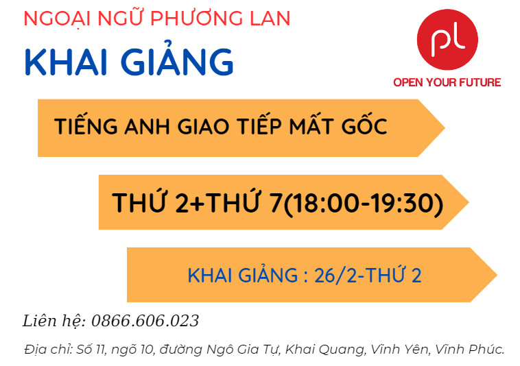 tiếng anh giao tiếp mất gốc tại Vĩnh Phúc
