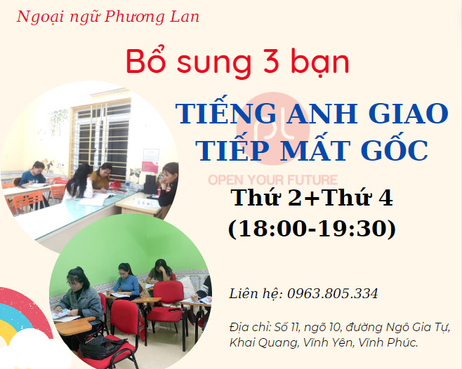tiếng anh cho người mất gốc tại Vĩnh yên