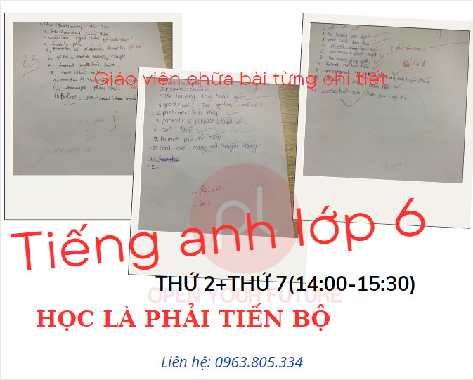 tiếng anh lớp 6 tại Vĩnh Phúc