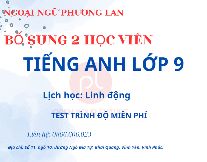 tiếng anh lớp 9 tại Vĩnh Phúc