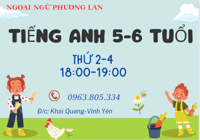 tiếng anh ngữ pháp cho trẻ em tại Vĩnh Phúc
