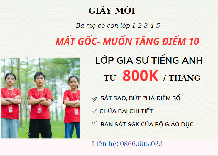 tiếng anh lớp 6 tại Vĩnh Yên