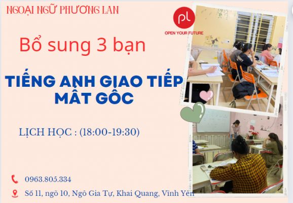 Tiếng anh giao tiếp mất gốc tại Vĩnh Yên
