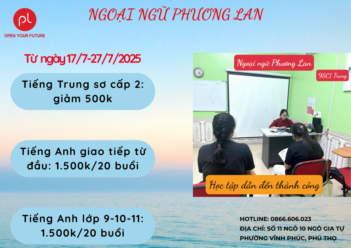 Trung tâm tiếng Anh Vĩnh Yên: Chương trình khuyến mại ưu đãi hè