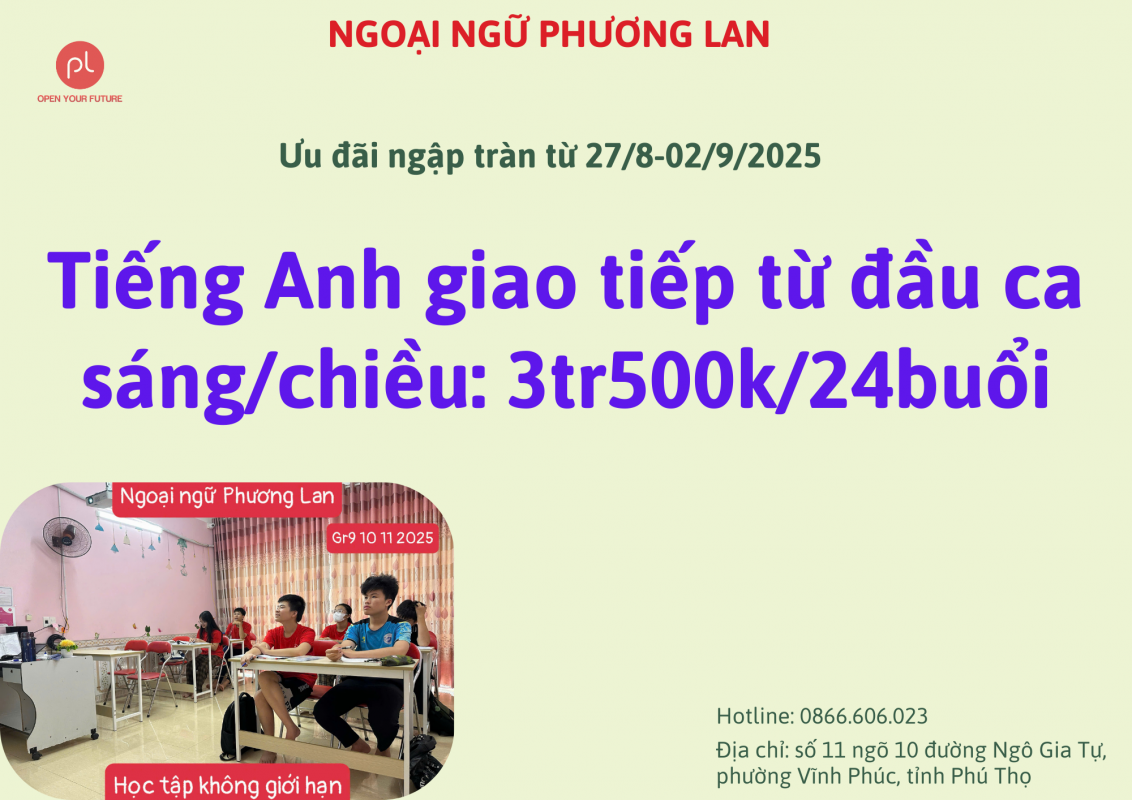Học tiếng Anh giao tiếp tại Vĩnh Phúc