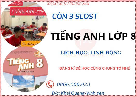 tiếng anh lớp 8 tại Vĩnh Phúc