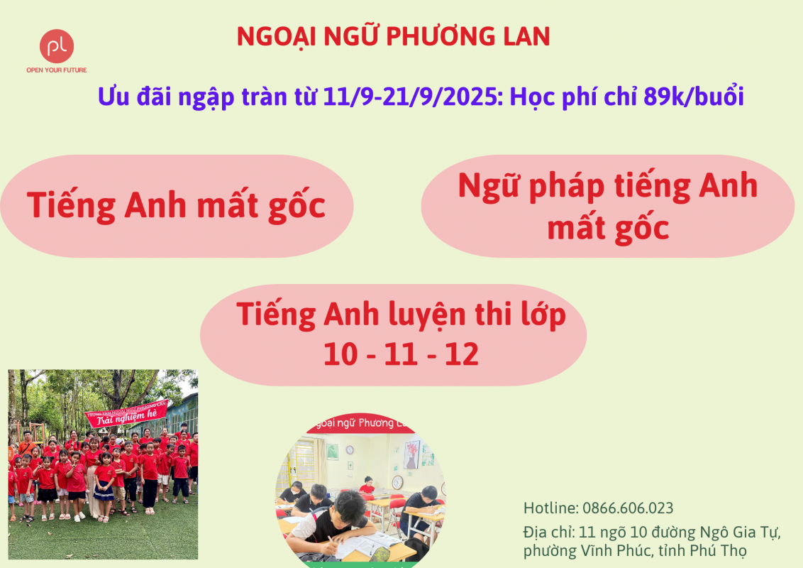 Trung tâm tiếng Anh Vĩnh Yên: Ngoại ngữ Phương Lan