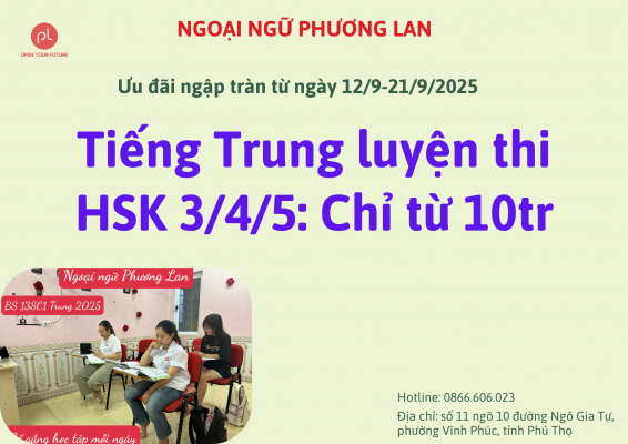 Học tiếng Trung tại Vĩnh Phúc